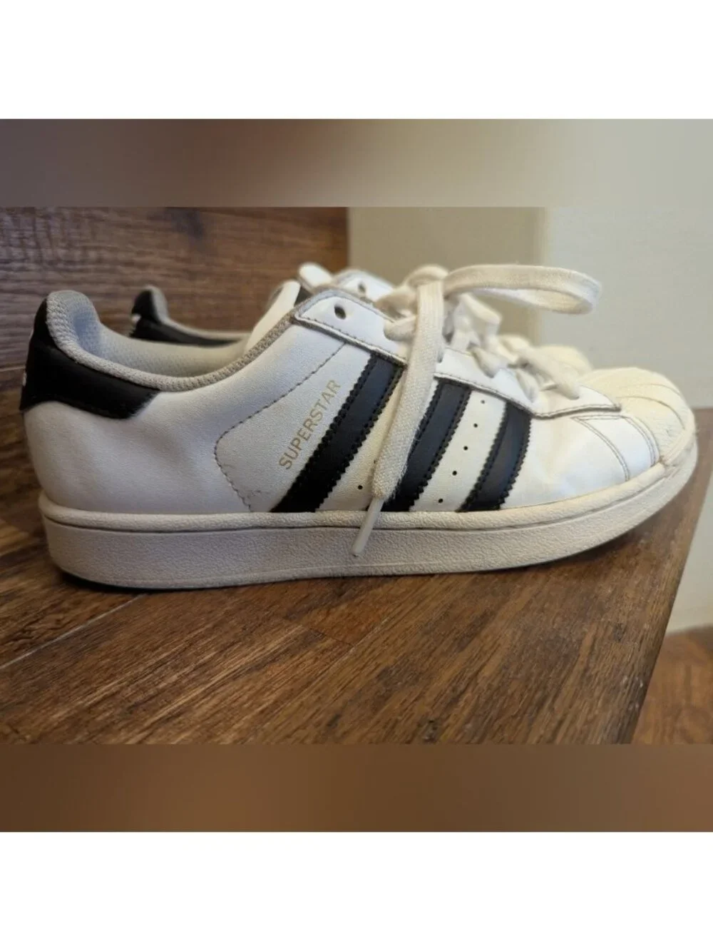 Adidas Superstar Shoes - White and Black Leather Unisex M6/W7